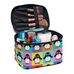 Cute Colorful Penguin Pattern Print Travel Makeup Bag