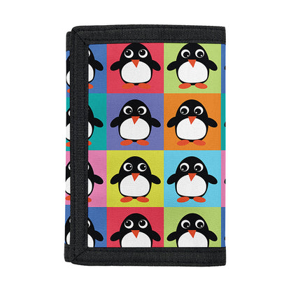 Cute Colorful Penguin Pattern Print Trifold Wallet