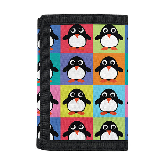 Cute Colorful Penguin Pattern Print Trifold Wallet