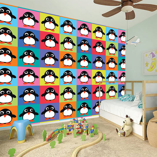Cute Colorful Penguin Pattern Print Wall Sticker