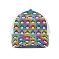 Cute Colorful Penguin Pattern Print White Mesh Trucker Hat