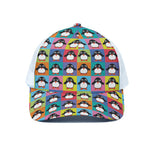 Cute Colorful Penguin Pattern Print White Mesh Trucker Cap