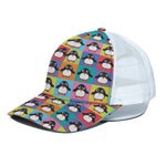 Cute Colorful Penguin Pattern Print White Mesh Trucker Cap