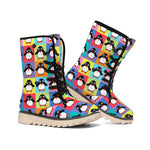 Cute Colorful Penguin Pattern Print Winter Boots