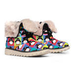 Cute Colorful Penguin Pattern Print Winter Boots
