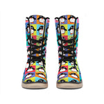 Cute Colorful Penguin Pattern Print Winter Boots