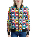 Cute Colorful Penguin Pattern Print Women's Bomber Jacket