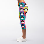 Cute Colorful Penguin Pattern Print Women's Capri Leggings
