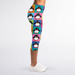 Cute Colorful Penguin Pattern Print Women's Capri Leggings