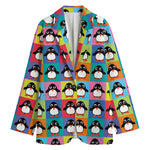 Cute Colorful Penguin Pattern Print Women's Cotton Blazer