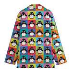 Cute Colorful Penguin Pattern Print Women's Cotton Blazer