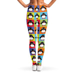 Cute Colorful Penguin Pattern Print Women's Leggings