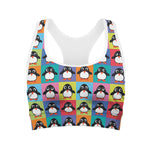 Cute Colorful Penguin Pattern Print Women's Sports Bra