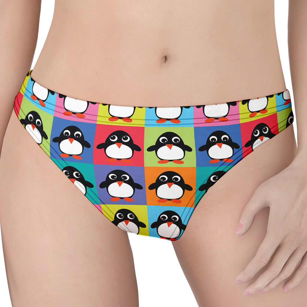 Cute Colorful Penguin Pattern Print Women's Thong