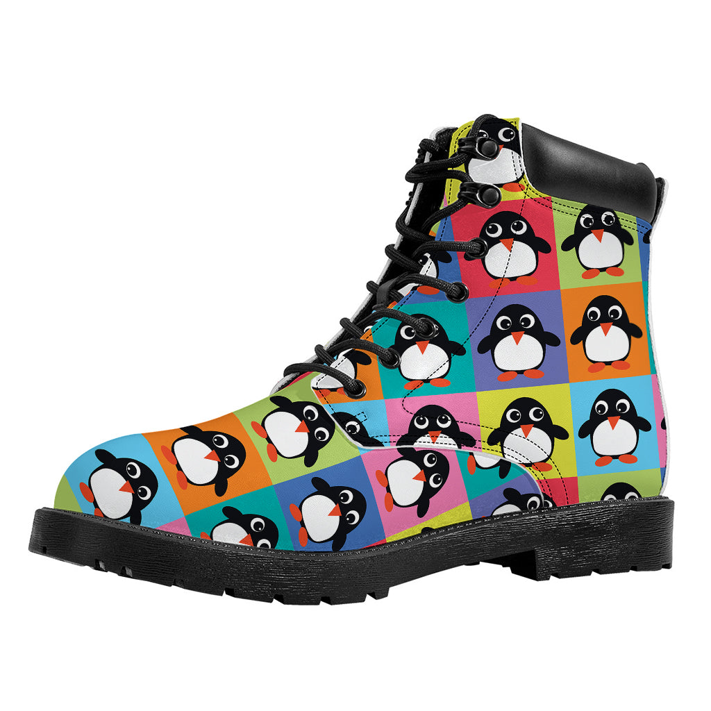 Cute Colorful Penguin Pattern Print Work Boots