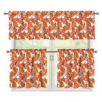 Cute Corgi Pattern Print 3 Piece Kitchen Curtains