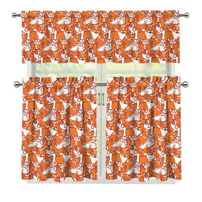 Cute Corgi Pattern Print 3 Piece Kitchen Curtains