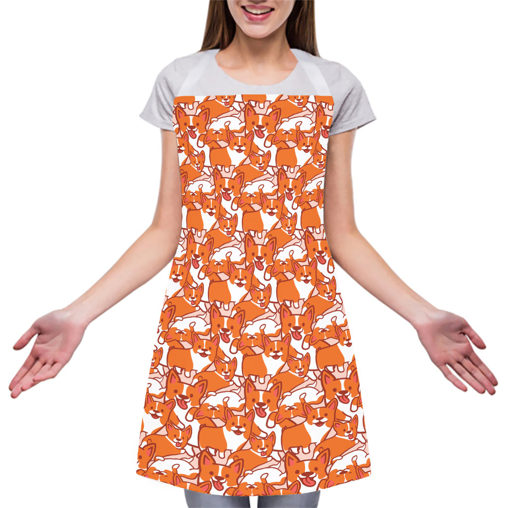 Cute Corgi Pattern Print Adjustable Apron