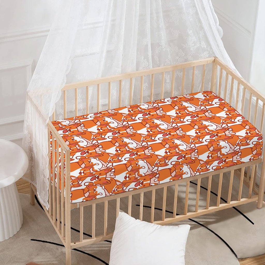 Cute Corgi Pattern Print Baby Crib Sheet