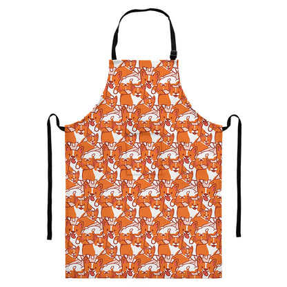 Cute Corgi Pattern Print Bib Apron With Pocket