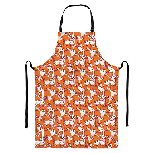 Cute Corgi Pattern Print Bib Apron With Pocket