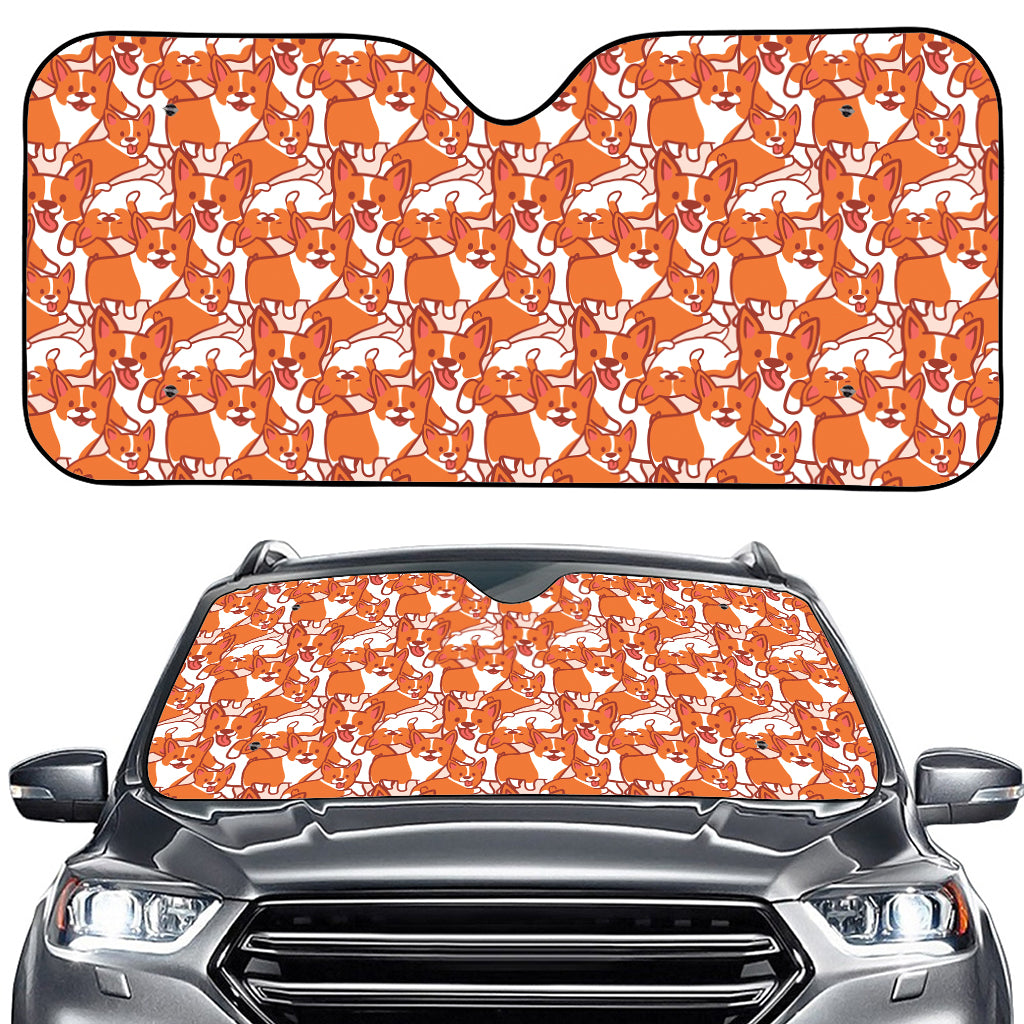 Cute Corgi Pattern Print Car Windshield Sun Shade