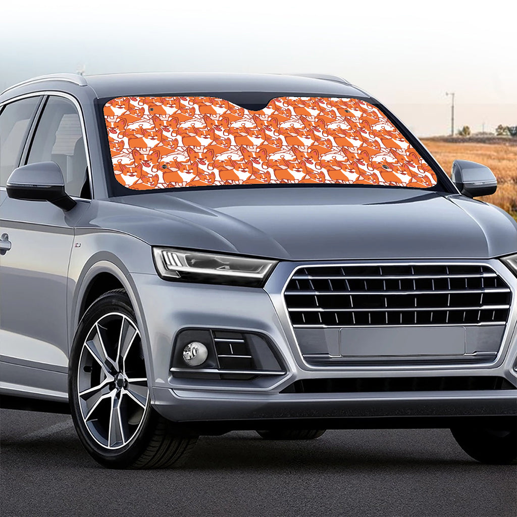 Cute Corgi Pattern Print Car Windshield Sun Shade