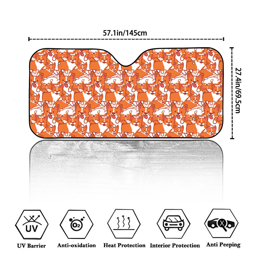 Cute Corgi Pattern Print Car Windshield Sun Shade