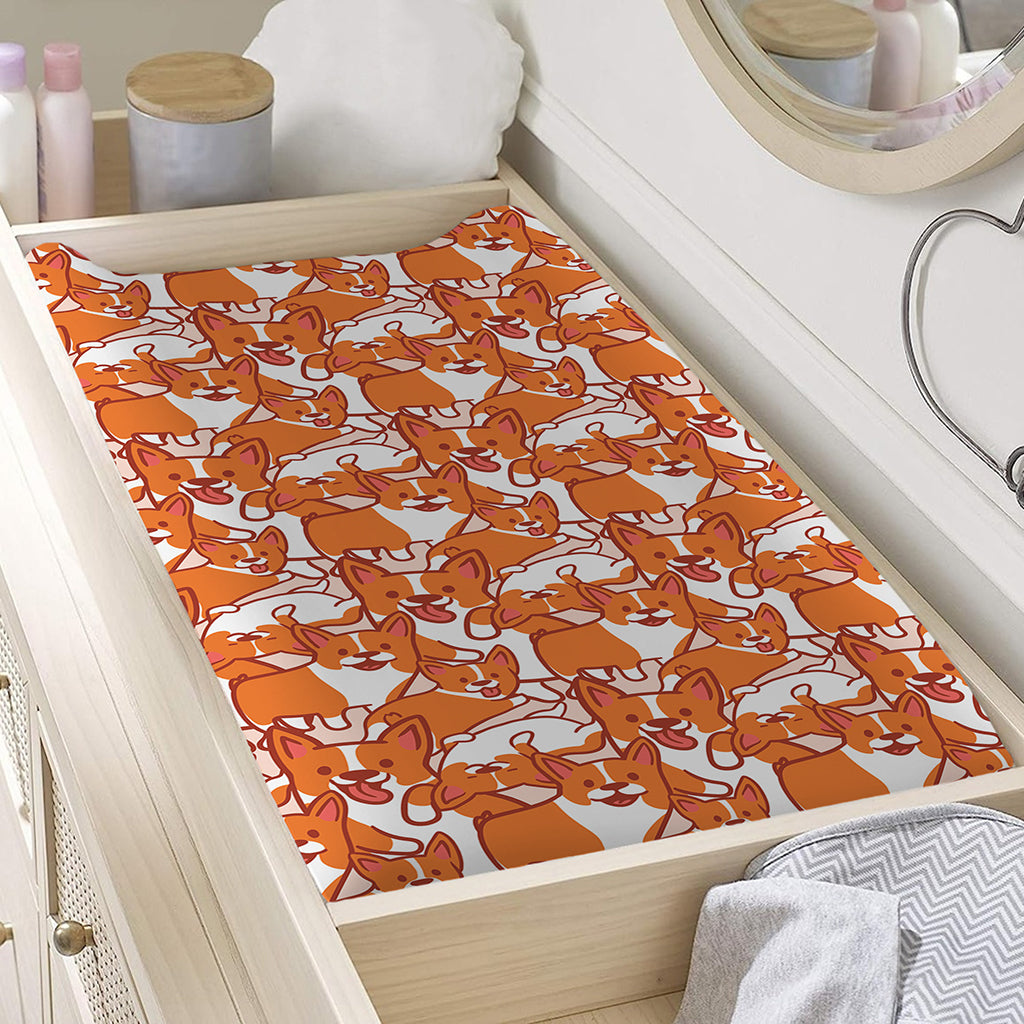 Cute Corgi Pattern Print Changing Pad Cover