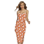 Cute Corgi Pattern Print Cross Back Cami Dress