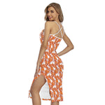 Cute Corgi Pattern Print Cross Back Cami Dress