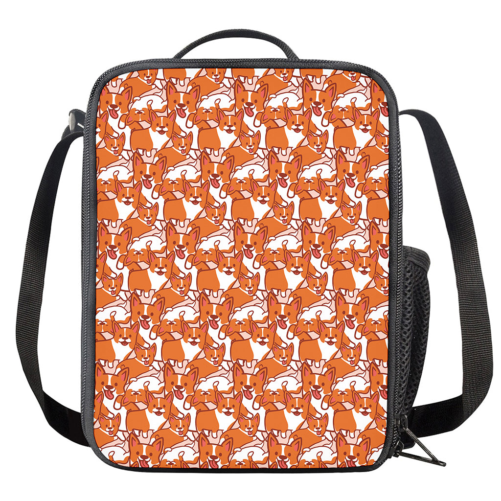Cute Corgi Pattern Print Crossbody Lunch Bag