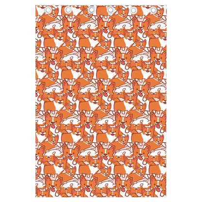 Cute Corgi Pattern Print Curtain