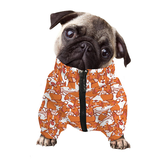 Cute Corgi Pattern Print Dog Zip Up Jacket