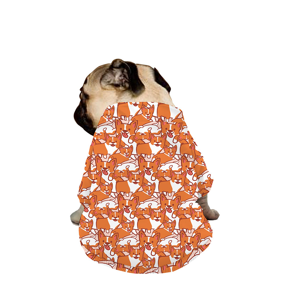 Cute Corgi Pattern Print Dog Zip Up Jacket
