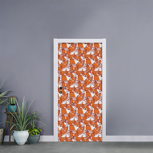 Cute Corgi Pattern Print Door Sticker