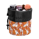 Cute Corgi Pattern Print Drawstring Makeup Bag