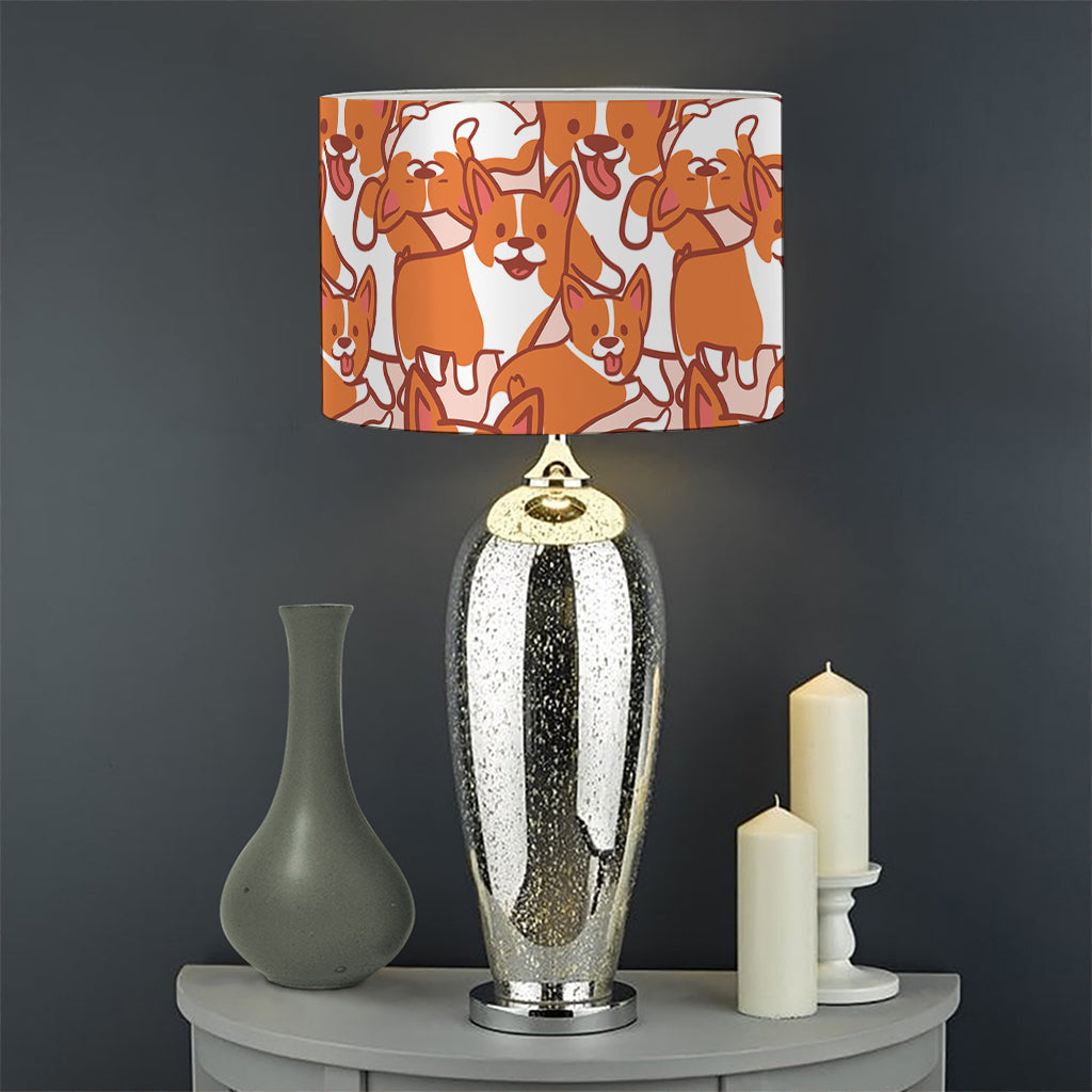 Cute Corgi Pattern Print Drum Lamp Shade