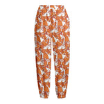 Cute Corgi Pattern Print Fleece Lined Knit Pants