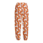 Cute Corgi Pattern Print Fleece Lined Knit Pants