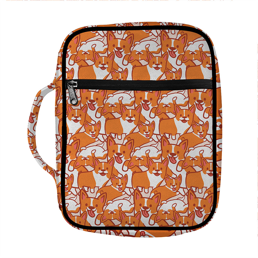 Cute Corgi Pattern Print Front Pocket Bible Bag