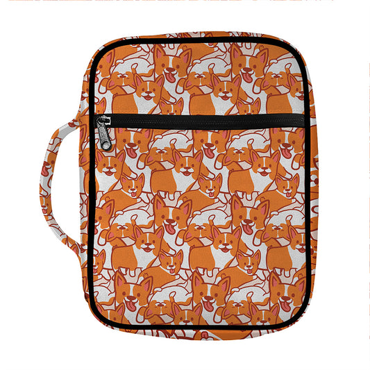 Cute Corgi Pattern Print Front Pocket Bible Bag