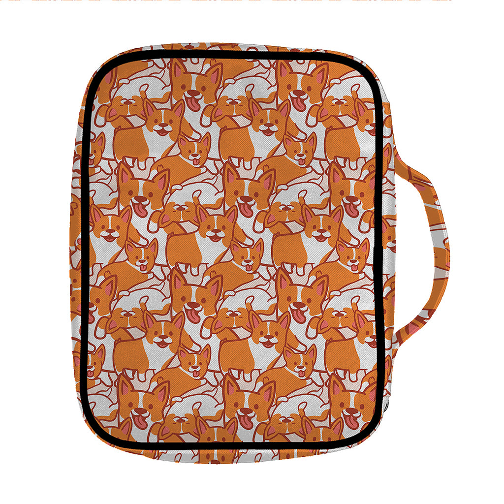 Cute Corgi Pattern Print Front Pocket Bible Bag