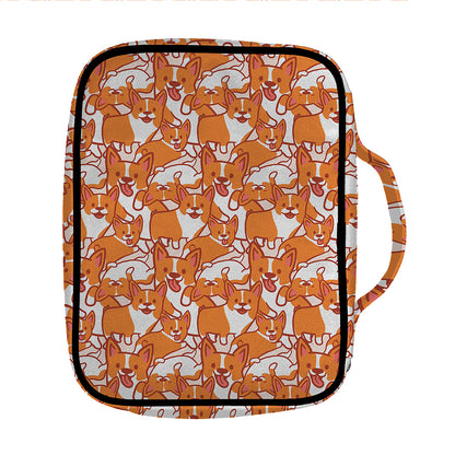 Cute Corgi Pattern Print Front Pocket Bible Bag