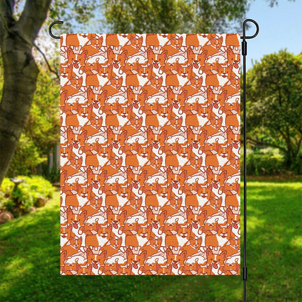 Cute Corgi Pattern Print Garden Flag