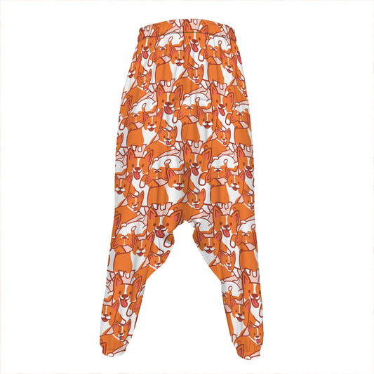 Cute Corgi Pattern Print Hammer Pants