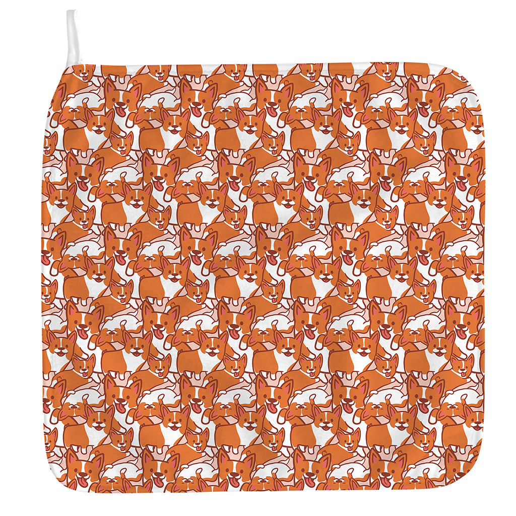 Cute Corgi Pattern Print Hand Towel