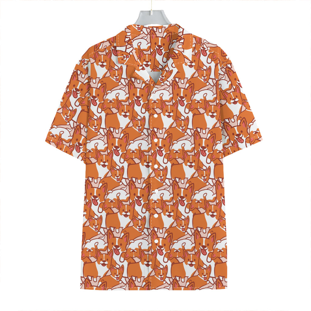 Cute Corgi Pattern Print Hawaiian Shirt