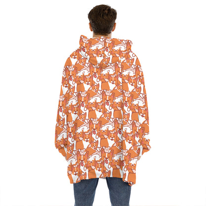 Cute Corgi Pattern Print Hoodie Blanket