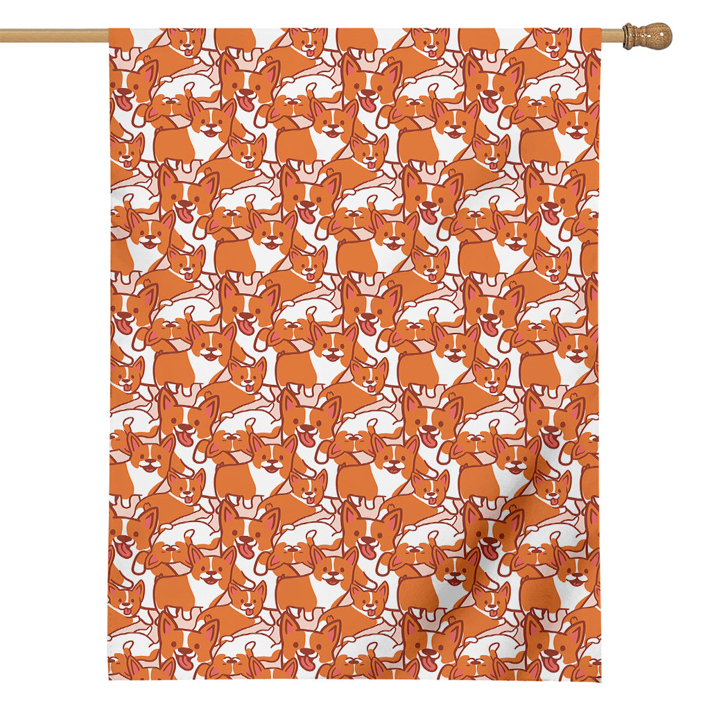 Cute Corgi Pattern Print House Flag